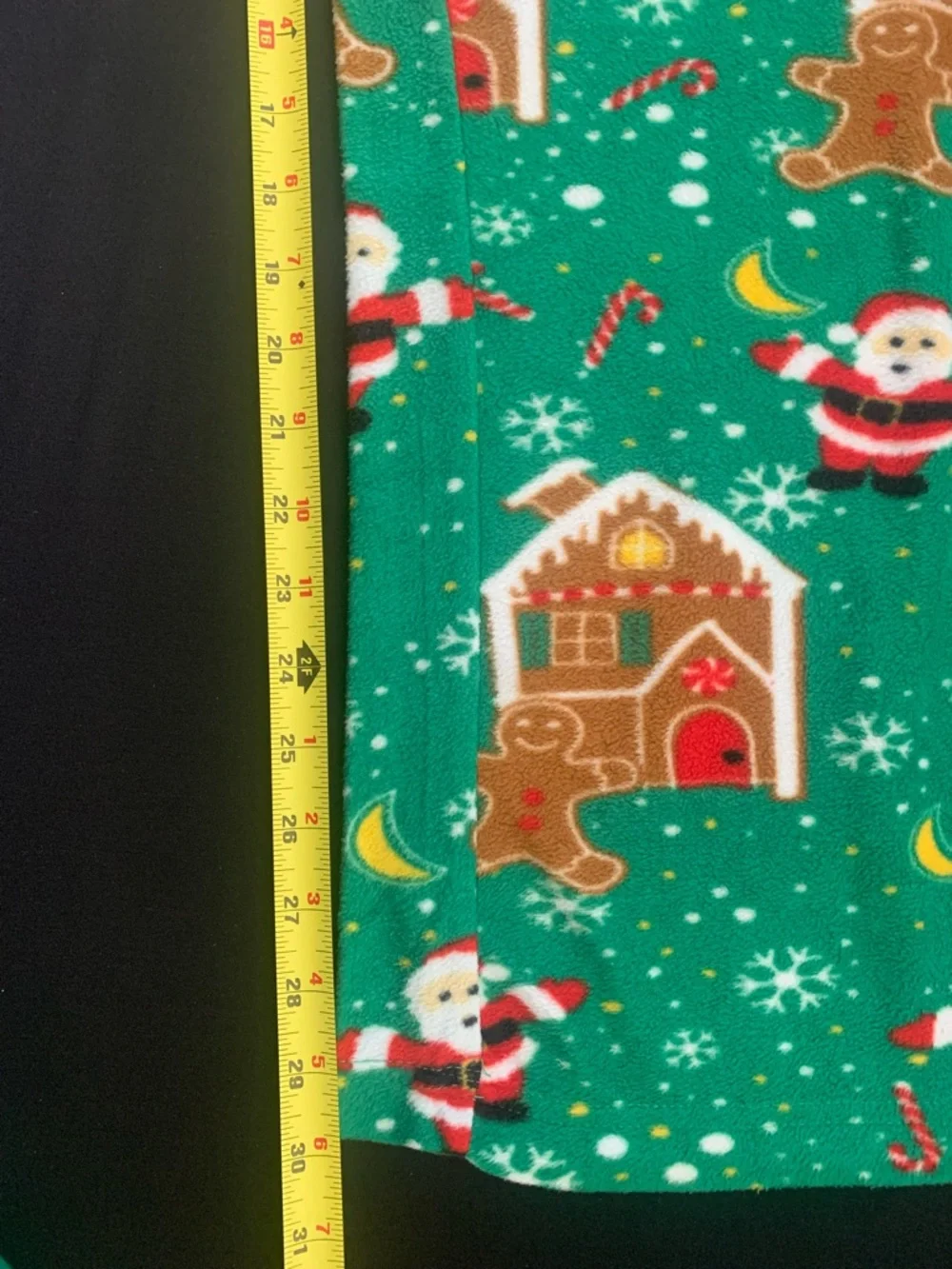 Green Holiday Pajama. 2 Pants with Santa & Gingerbread Print NWOT  1 Lg / 1 Med.